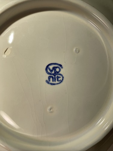 VTG Blue White SVPNT Spongeware Ceramic Seashell Shaped Pottery Bowl 11" x 9.5" - Picture 5 of 24
