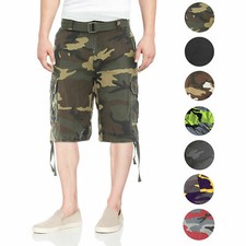 Men's Tactical Combat Military Army Cotton Twill Camo Cargo Shorts With Belt