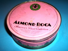 VINTAGE ALMOND ROCA Mid Century (Made in the USA) Tin Container