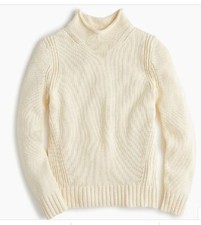 NWT 90 J.Crew Rollneck 100 Cotton Warm Ivory Knit Sweater 3X Long sleeve