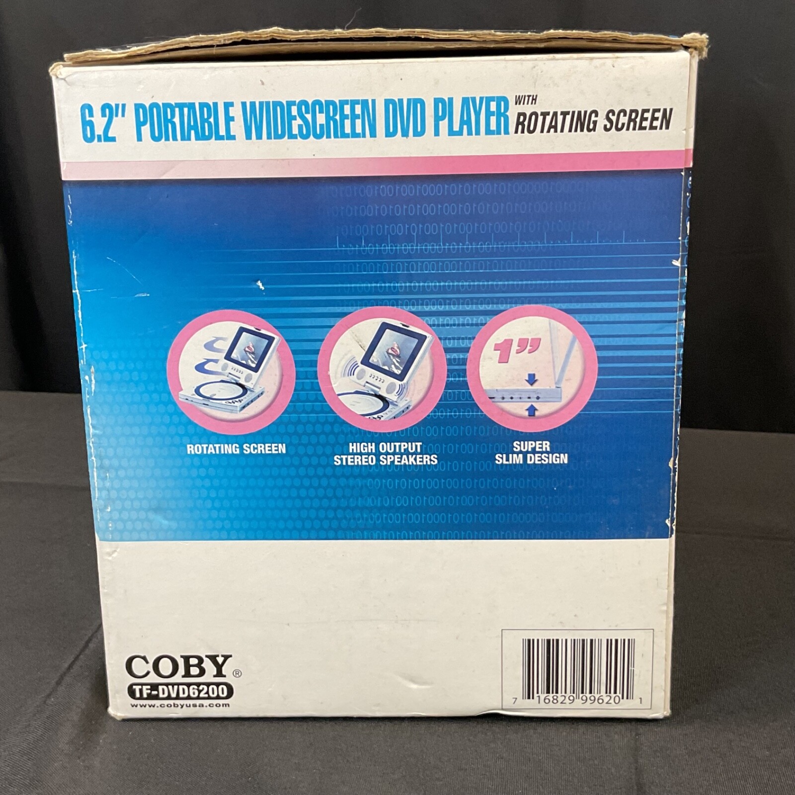 Coby 6.2” Portable DVD Player TF-DVD6200 Tested-Works! Battery Pack *READ*