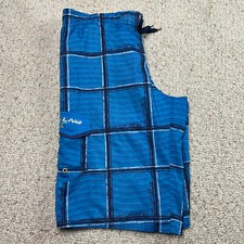 Laguna Boys Swim Trunk sz 14/16 Blue Plaid West Coast Skater Surf Core Casual