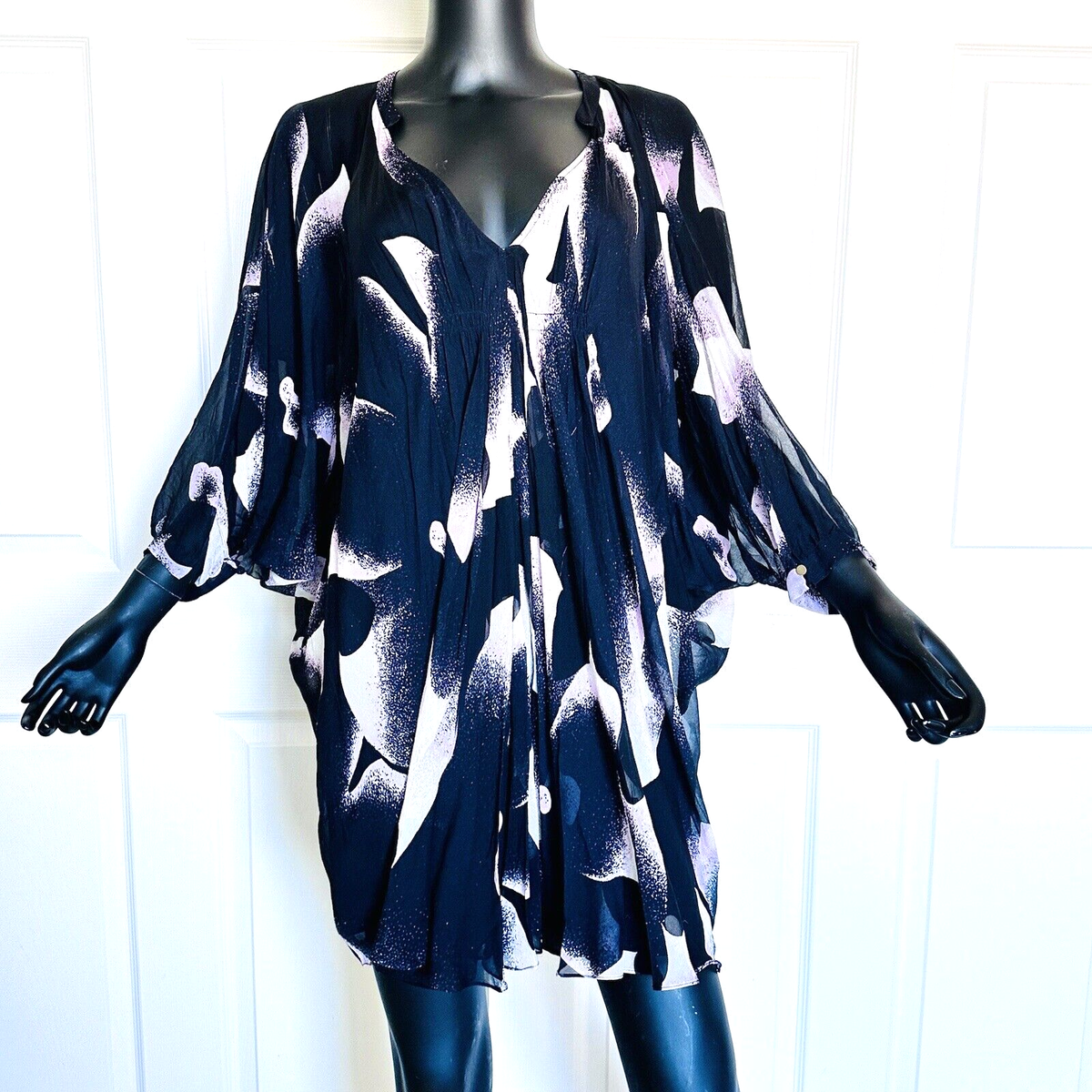 white christmas dresses Serena Silk Caftan Flowerland Blue x main image 1