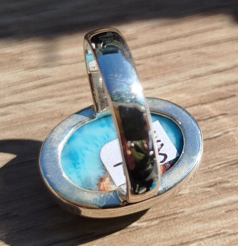 8g TOP Bague en Larimar sur argent taille 57,5 ou 8 (US) - Imagen 6 de 6