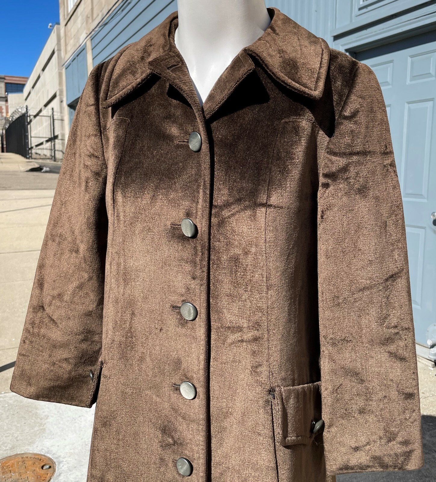 RARE Vintage LONDON FOG Maincoats Womens Brown Velour Full Trench Coat Size 10 image 2