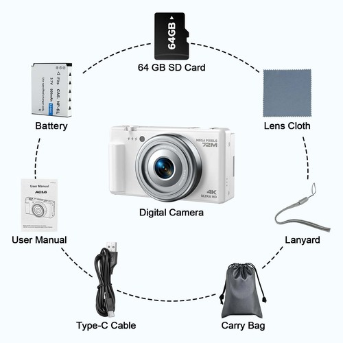📸4K 72MP Digital Camera for Photography & Video 2.8" 270° Flip Screen 18X Zoom - Picture 8 of 8