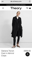 Theory Black Size Small Jacket Oaklane Trench Coat In Admiral Crepe Classy Work