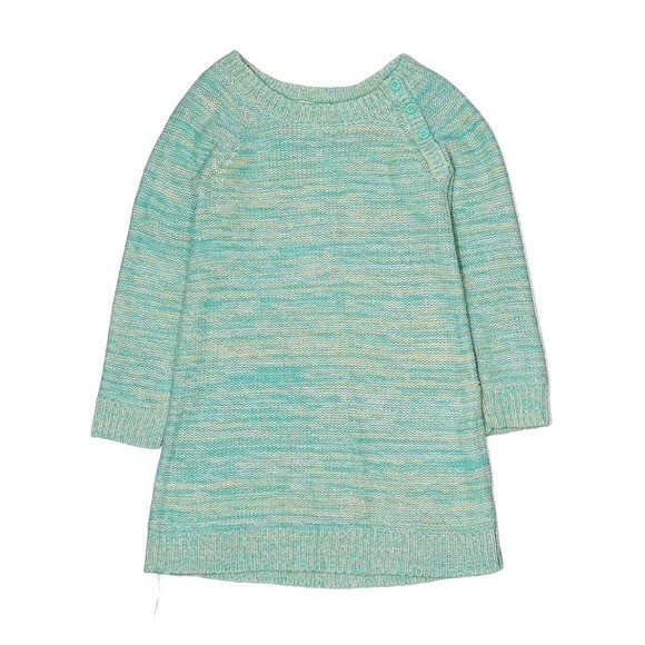 Crazy 8 Girls Size Medium 7-8 Sweater Dress Teal Blue Green Shoulder Buttons