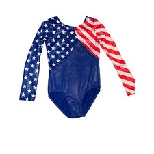 USA Flag red white and blue girls gymnastics leotard size 10A