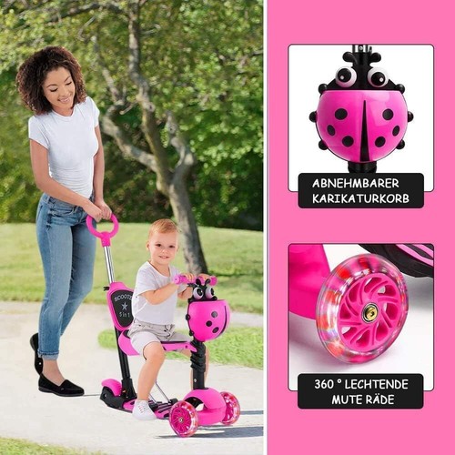 5 in 1 Kinderroller Tretroller LED Räder Scooter Cityroller Dreiradscooter 2J - Bild 41 von 42