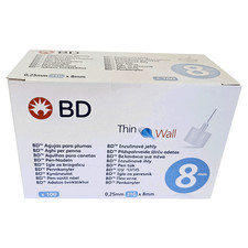 BD Thin Wall  Pennadeln 0,25mm (31G) x 8mm, 100 Stück, Sonderangebot