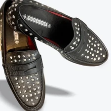 Musse & Cloud Studded Black Leather Penny Loafers Womens 9/10 Stefycore Grunge