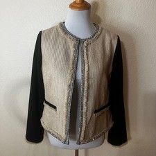 Chico's Black Label Embellished Tweed Blazer Jacket Chico  s 1 / US 8-10