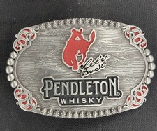 2023 PENDLETON WHISKY BRAND PROMO BELT BUCKLE MONTANA SILVERSMITHS COWBOY