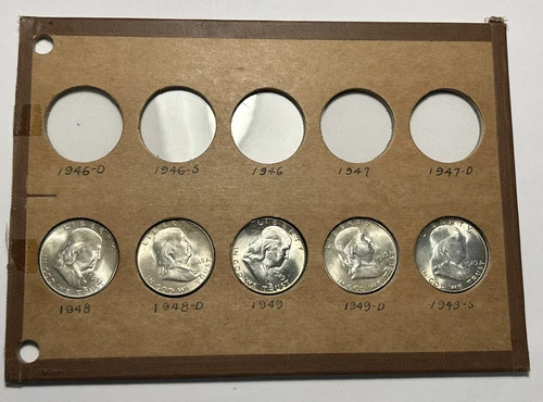 1948 TO 1963 COMPLETE CH BU FRANKLIN HALF DOLLAR COLLECTION  / 35 COINS