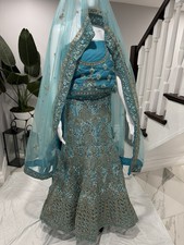 Bollywood Indian Designer Lehenga Wedding Pakistani lehnga unstitched blue