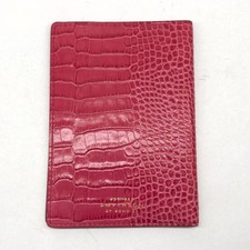Smythson Croco-Embossed Passport Case/ Passport Cover Red [EX] ship From JAPAN