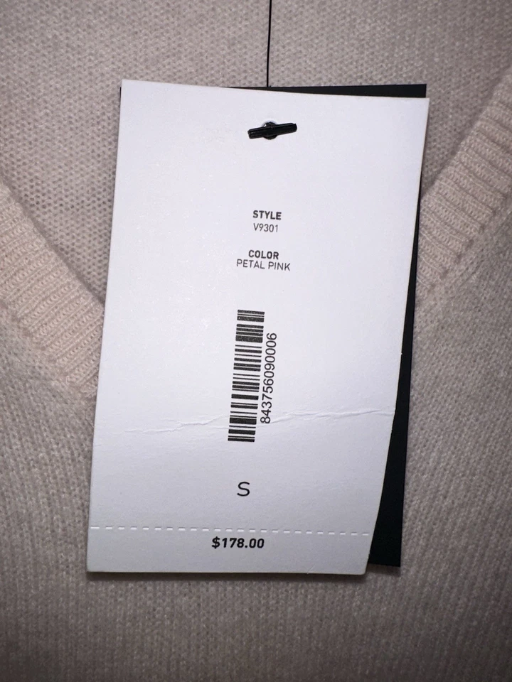 Suéter BLOOMINGDALES NUEVO CON ETIQUETAS $178 Talla S 100% Cachemira 2 Capas Cuello en V Rosa Pétalo H72 Foto 4 de 4