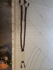 Vintage Trafalgar Braided Leather Button Suspenders Brown Y Back Mens