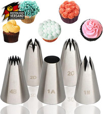 Spritztüllen Set Edelstahl 5 Stück für Kuchen Dekoration Professionell & Langleb