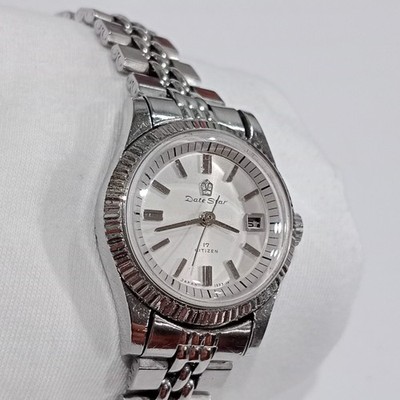 Vintage Citizen Day-Star Ladies  Mechanical Watch   Silver Dial, Date Feature
