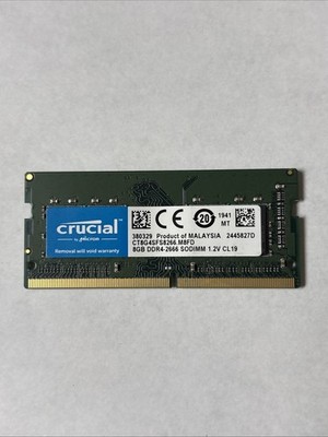 Crucial 8GB DDR4 2666MHz PC4-21300 SODIMM Laptop RAM CT8G4SFRA266 Tested
