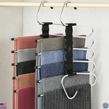 MORALVE Space-Saving Non-Slip Multi-Layer Pants Hangers - 2 Pack for Closet Use