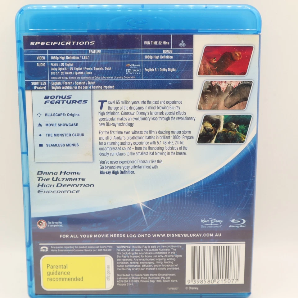 Dinosaur Blu-ray Region ABC Disney Animated Adventure Movie - Image 2 of 3