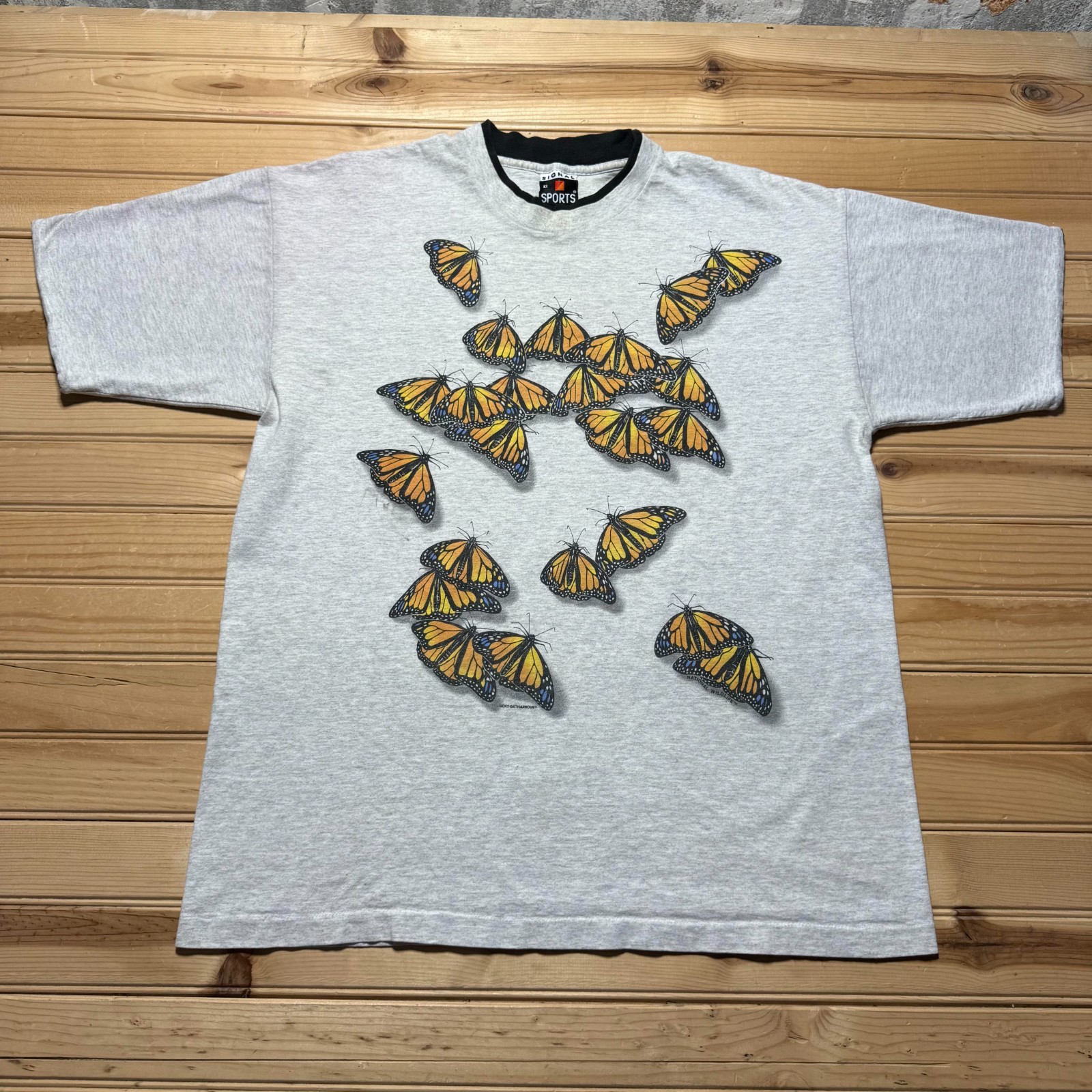 Vintage 90s Monarch Butterfly National Wildlife Graphic Heather T-Shirt Men's XL