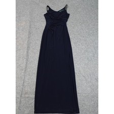Lauren Ralph Lauren Dress Womens 2 Formal Maxi Gown Navy Blue VNeck Beaded Strap