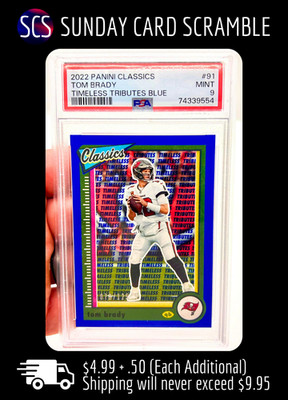 2022 Panini Classics Timeless Tributes Light Blue SP /125 Tom Brady #91 PSA 9