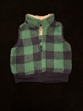 Carter s Fleece Vest Green And Blue Plaid Size 3m