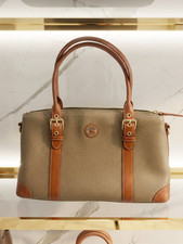 Dooney & Bourke Large Domed Satchel Vintage YO43C TP Taupe Tan Leather USA Made