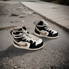 Nike Air Jordan 1 Black Gold White Size 7C Toddler