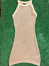 Quince Organic Cotton Open-Knit Cover Up Mini Dress Beige Women S