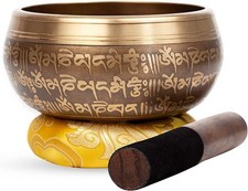 Large Tibetan Singing bowl Set - Bronze Style - Easy To Play - 5" Sound Yoga ...