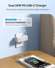 Electrical Outlet Extender, 6 AC Outlet Splitter with 360  Rotating Plug, Mul...