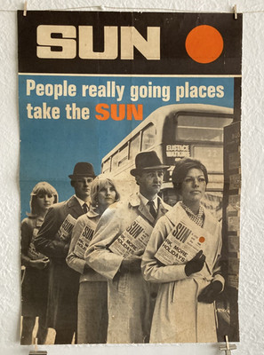 60s NEWSAGENT POS POSTER - People really going places take the Sun #0202
