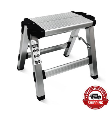 Escalera de aluminio plegable segura pequeña para cocina baño taburete de pesca