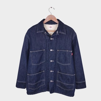 EDWIN Japan Herren Chore Jacke blau Denim Fleece gefüttert - Größe M