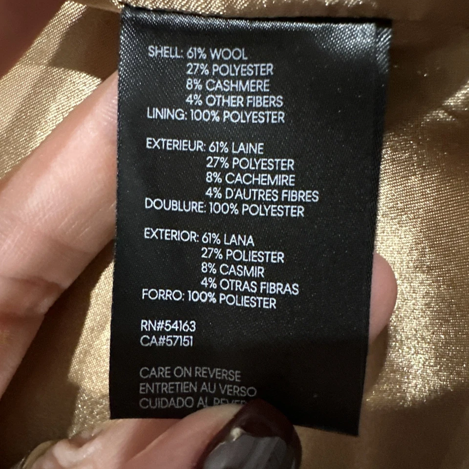 Abrigo para mujer Donna Karan mezcla lana cachemir camel talla mediana envío gratuito Foto 3 de 4
