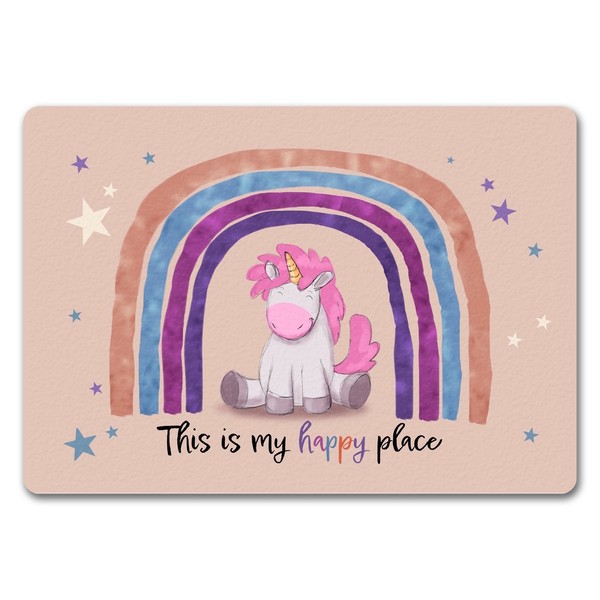 This Is My Happy Place FußMatte In 35X50 Cm Ohne Rand Mit Niedlichem Einhorn-image