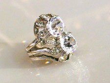 BELLE BAGUE SOLITAIRE / TOI et MOI / ANCIENNE 1950 en ARGENT Pç Sanglier / T53