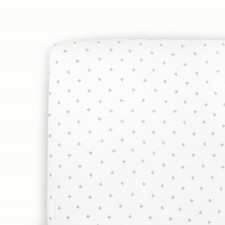 Soft Stretch Knit Crib Sheet for Baby Grey Cross Design, Optimal Fit