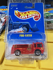 Hot Wheels FIRE-EATER Red Fire Truck Hot Wheels Blue Card 1:64 Diecast Unopened