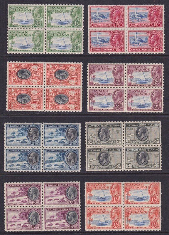 Cayman Islands Scott 86-93 MNH 1935-1936 King George V Blocks SCV $273.85