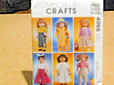 McCall's Sewing Pattern 4066 Doll Clothes Wardrobe 18" Doll 6 Outfits FF UNCUT