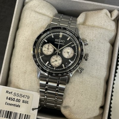 Seiko SSB479 Essentials Panda Black Chronograph Quartz Men's Watch