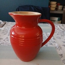Le Creuset Large Pitcher Jug 2L Red Stoneware Ceramic Excellent Condition