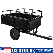 ATV Trailer Steel Dump Cart 15Cu.Ft 750Lbs Heavy Duty Tow Behind Utility Trailer